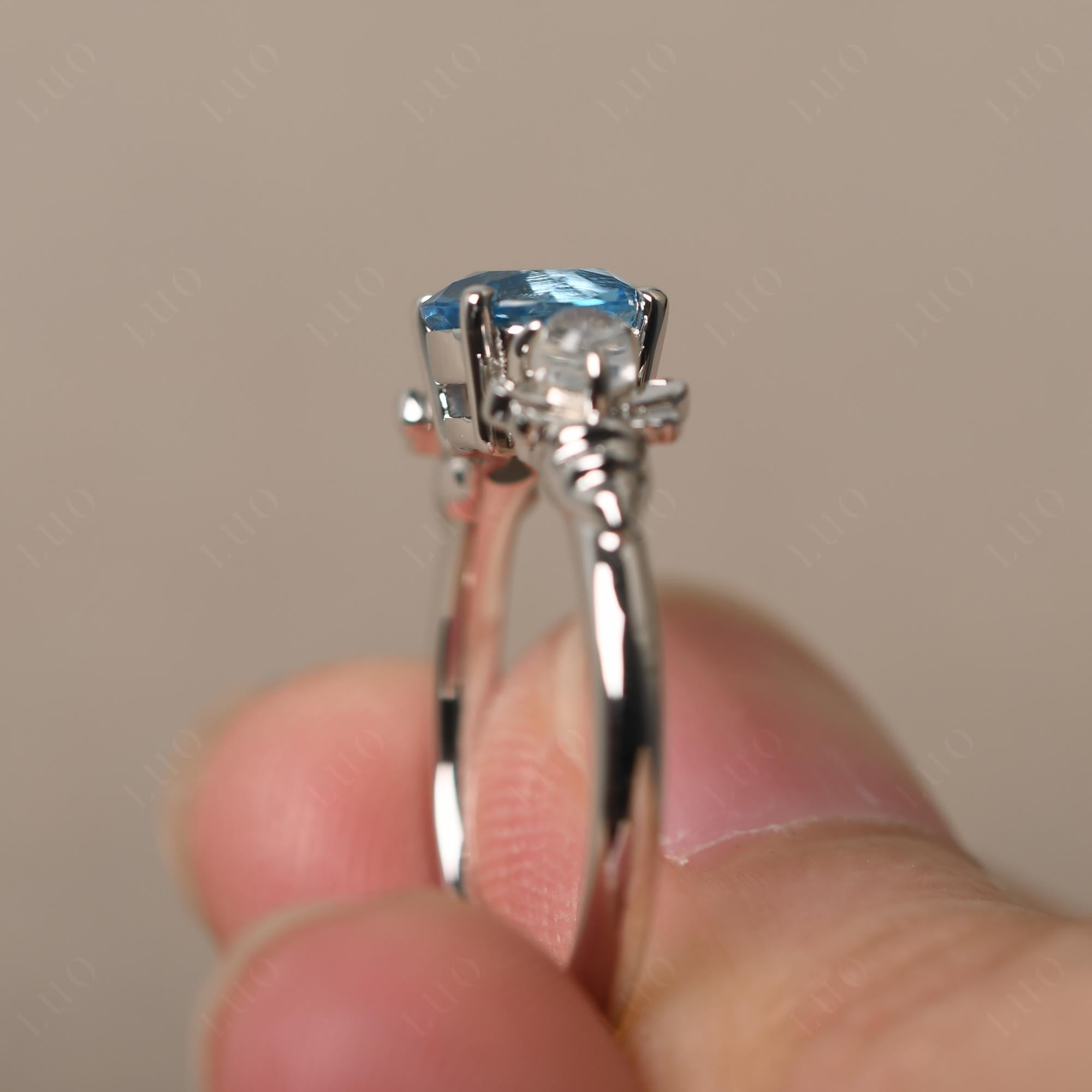 Moonstone and Swiss Blue Topaz Bee Ring - LUO Jewelry