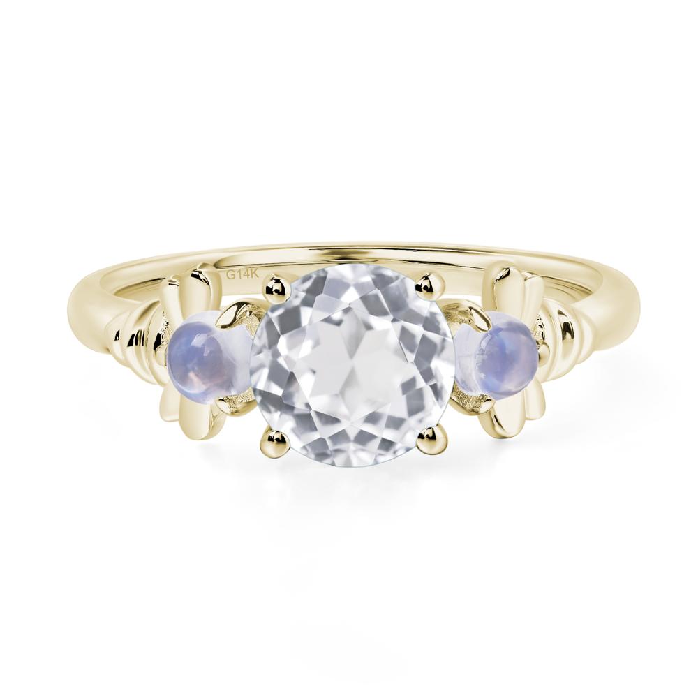 Moonstone and White Topaz Bee Ring - LUO Jewelry #metal_14k yellow gold
