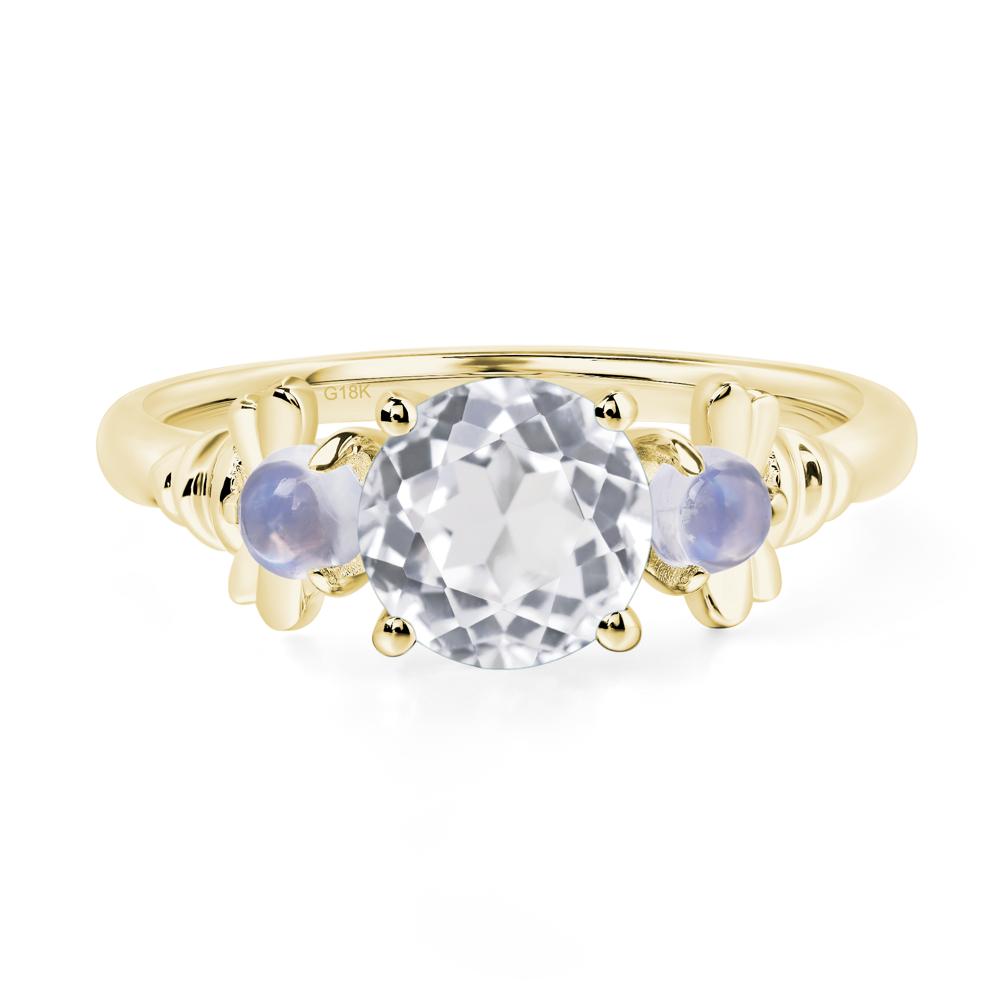 Moonstone and White Topaz Bee Ring - LUO Jewelry #metal_18k yellow gold