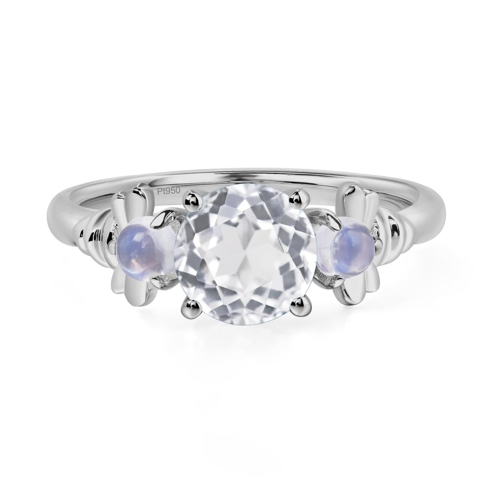Moonstone and White Topaz Bee Ring - LUO Jewelry #metal_platinum