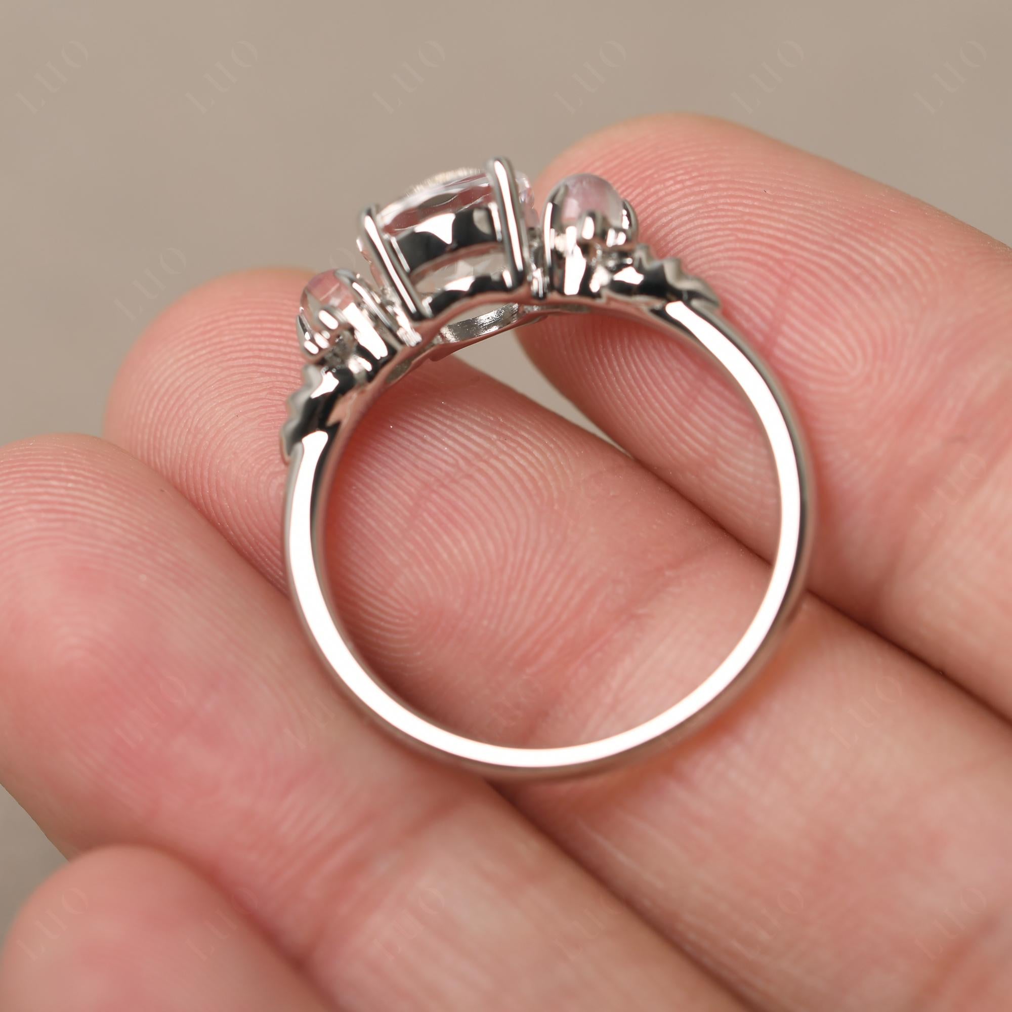 Moonstone and White Topaz Bee Ring - LUO Jewelry