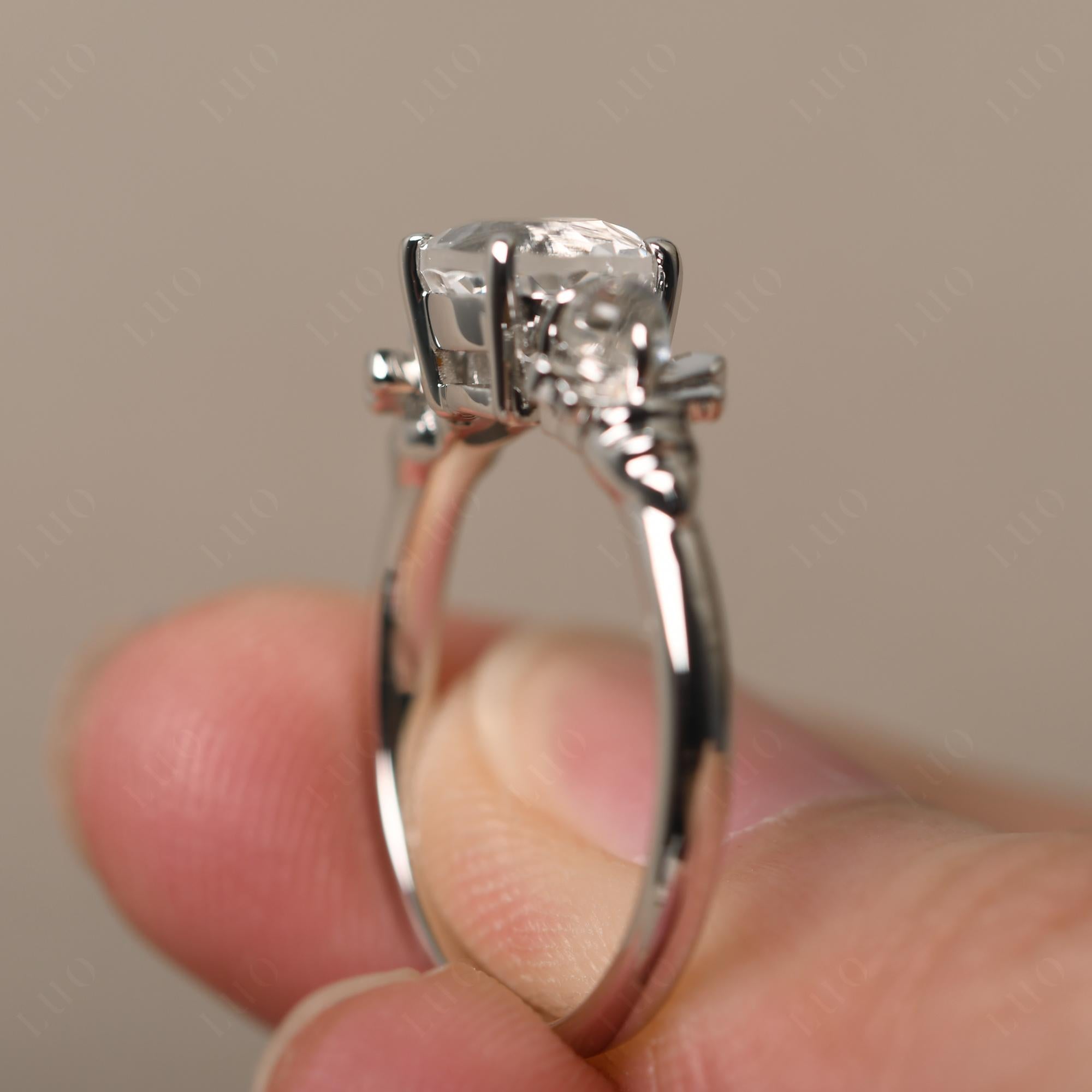 Moonstone and White Topaz Bee Ring - LUO Jewelry