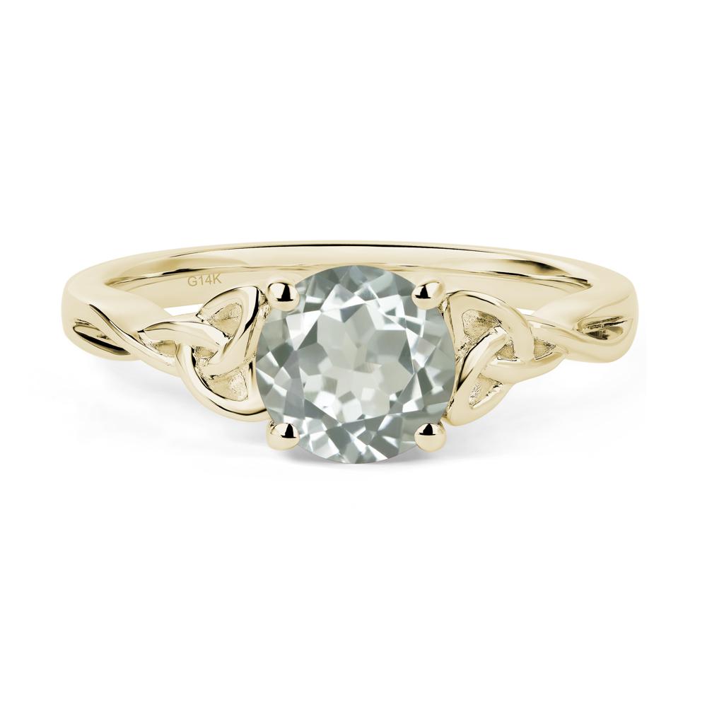 Round Cut Green Amethyst Celtic Ring - LUO Jewelry #metal_14k yellow gold
