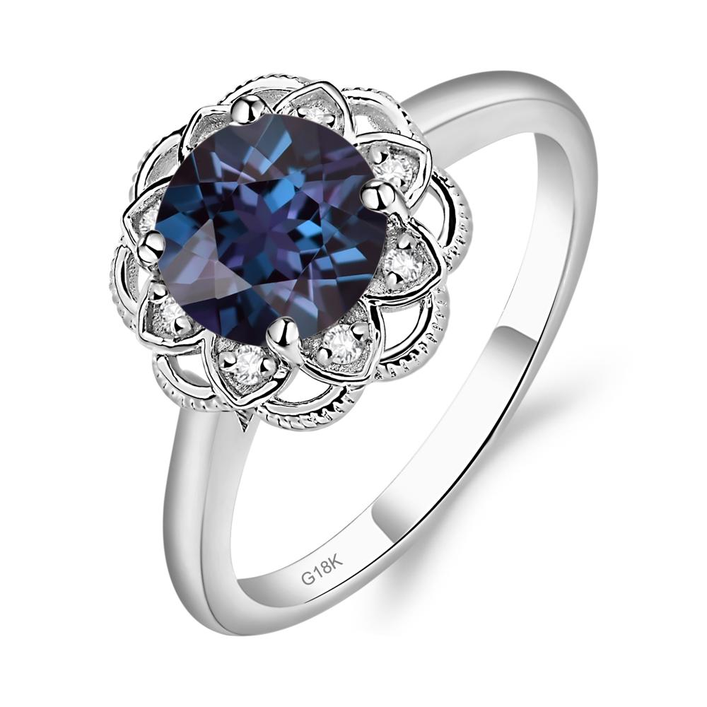 Alexandrite Vintage Inspired Filigree Ring - LUO Jewelry #metal_18k white gold