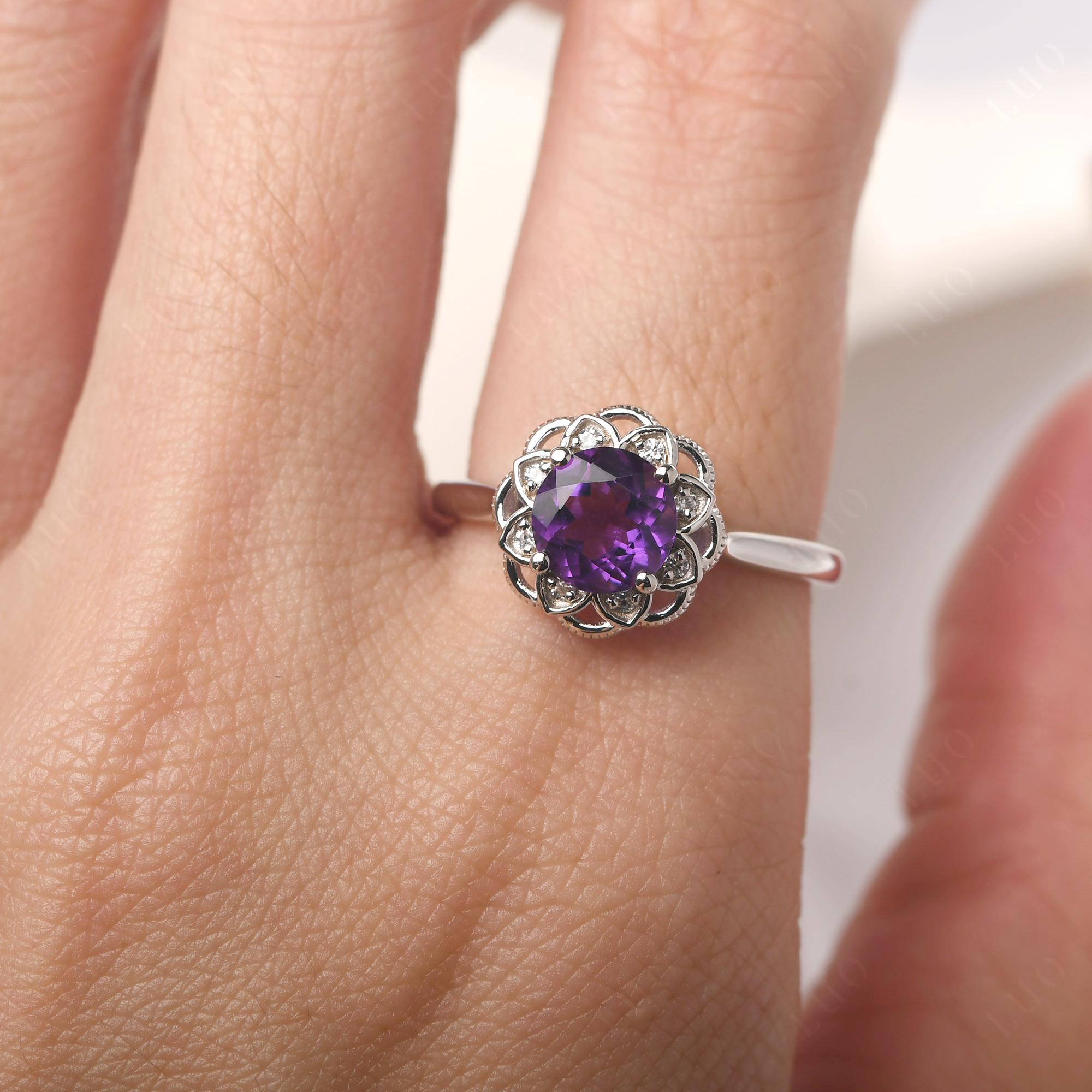 Amethyst Vintage Inspired Filigree Ring - LUO Jewelry