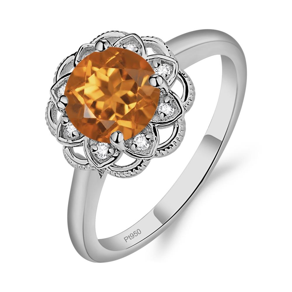Citrine Vintage Inspired Filigree Ring - LUO Jewelry #metal_platinum