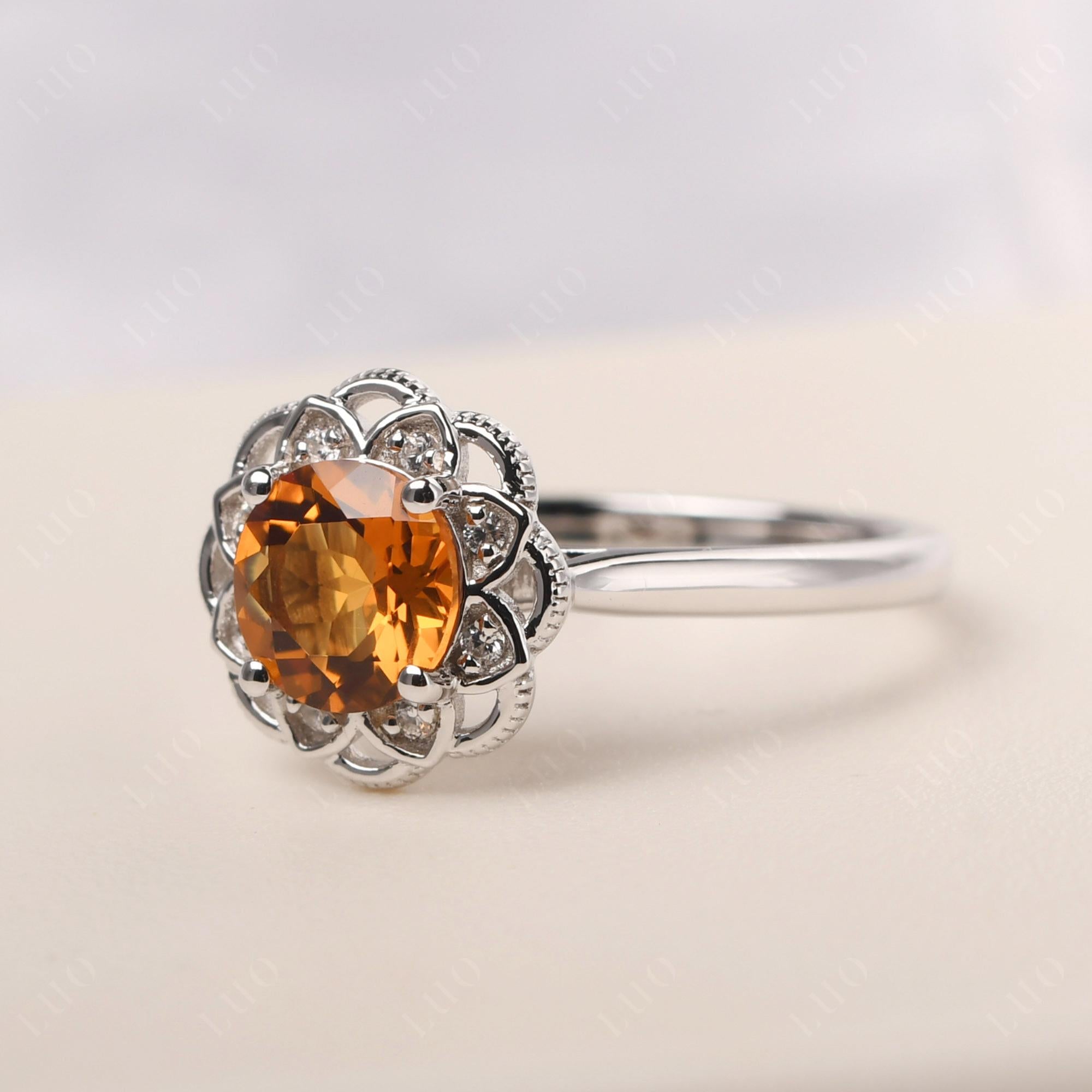 Citrine Vintage Inspired Filigree Ring - LUO Jewelry