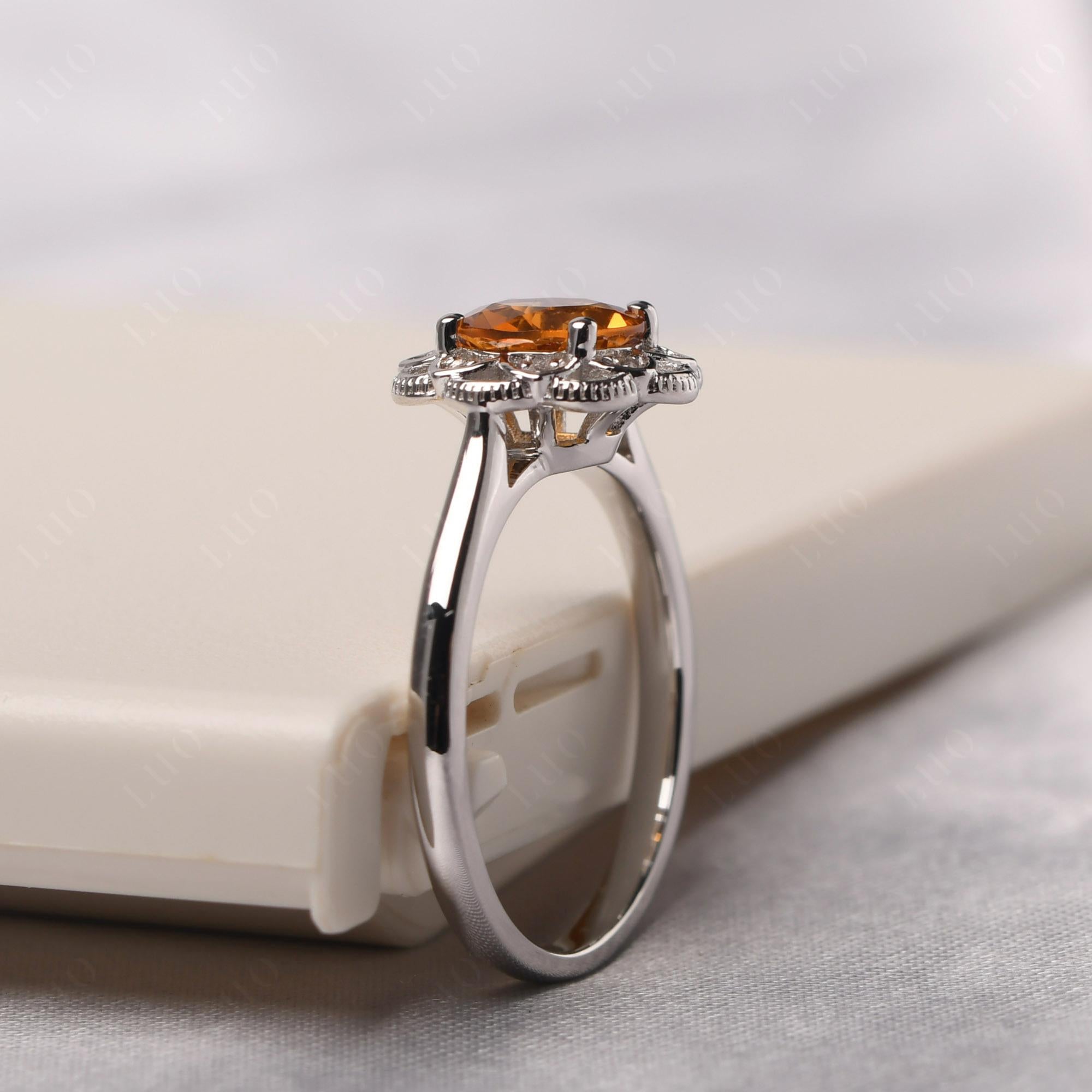 Citrine Vintage Inspired Filigree Ring - LUO Jewelry