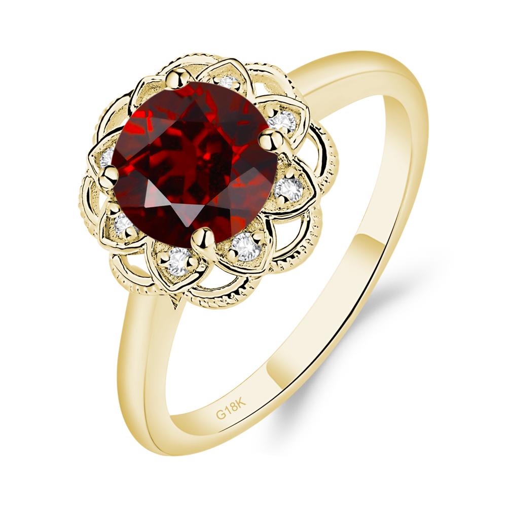 Garnet Vintage Inspired Filigree Ring - LUO Jewelry #metal_18k yellow gold