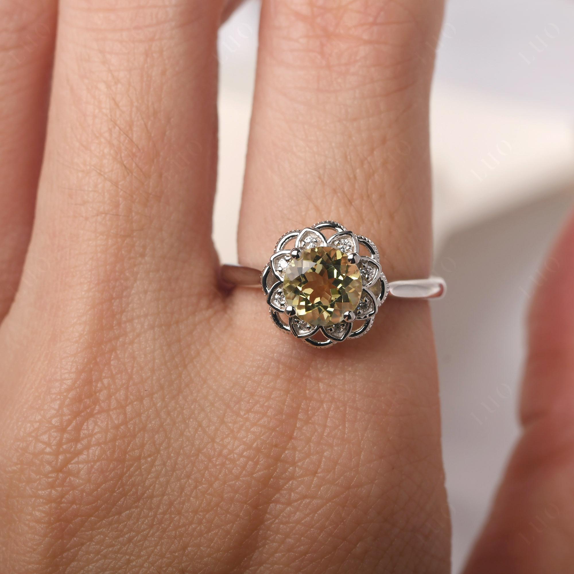 Lemon Quartz Vintage Inspired Filigree Ring - LUO Jewelry