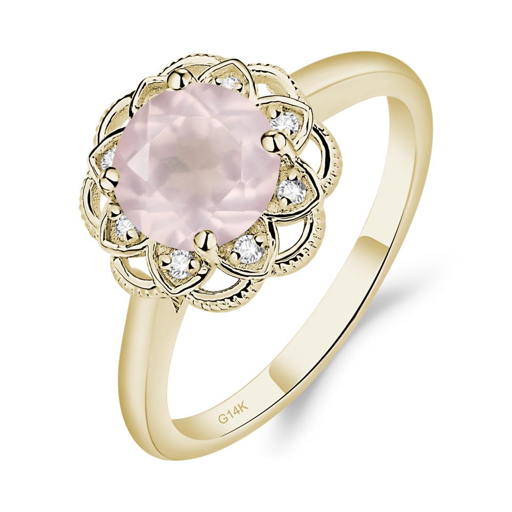 Rose Quartz Vintage Inspired Filigree Ring - LUO Jewelry #metal_14k yellow gold