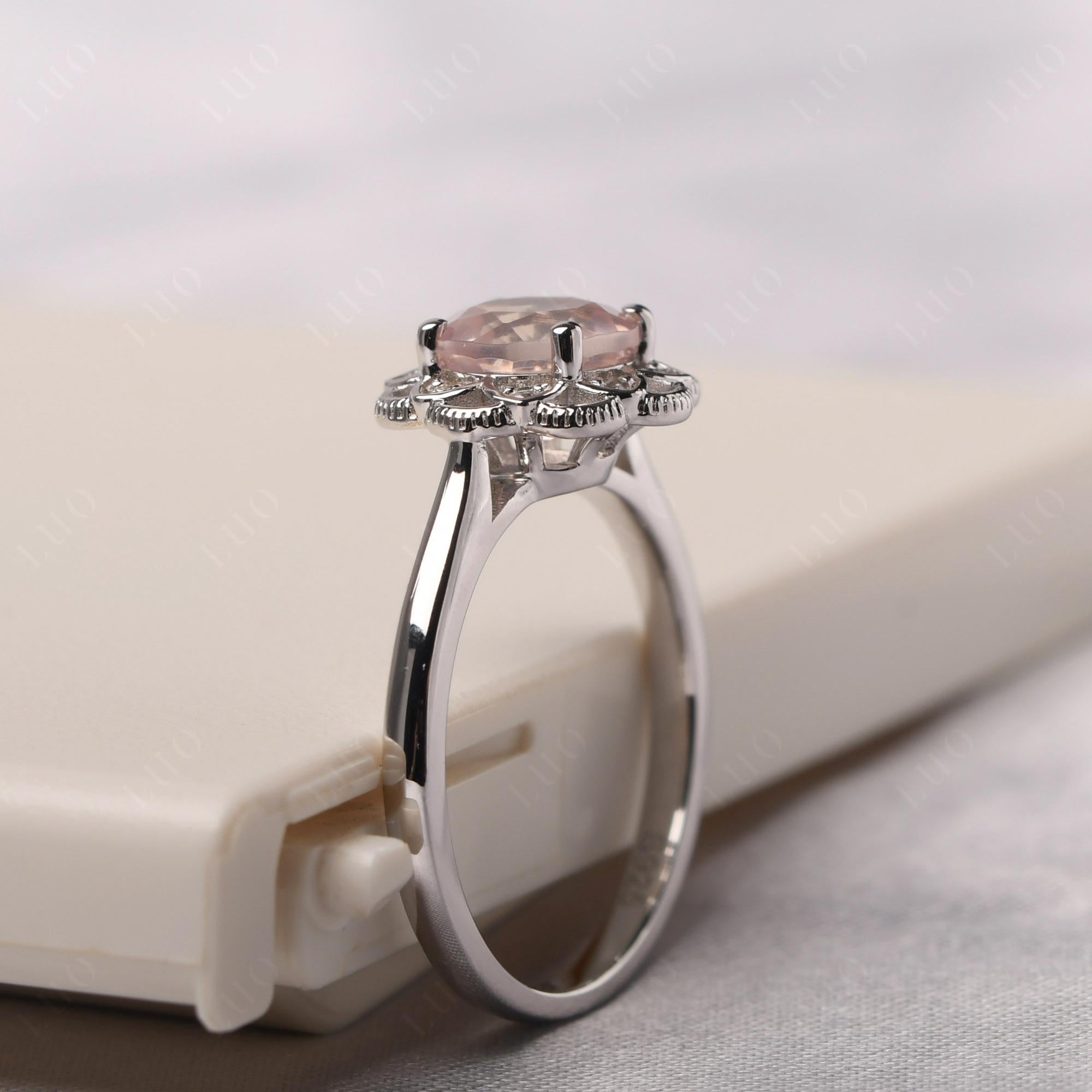 Rose Quartz Vintage Inspired Filigree Ring - LUO Jewelry