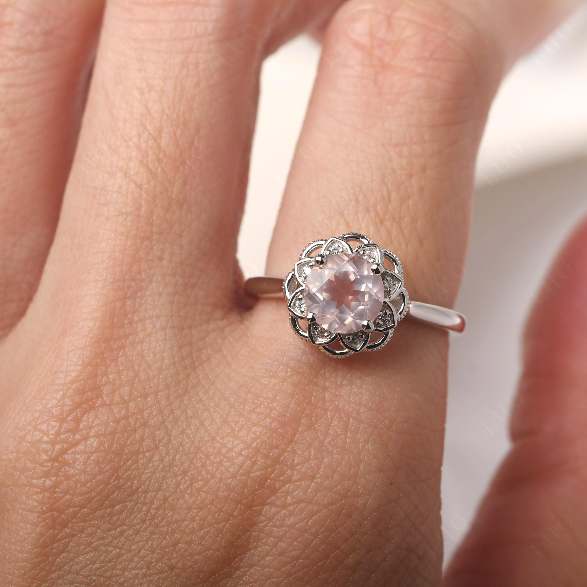 Rose Quartz Vintage Inspired Filigree Ring - LUO Jewelry