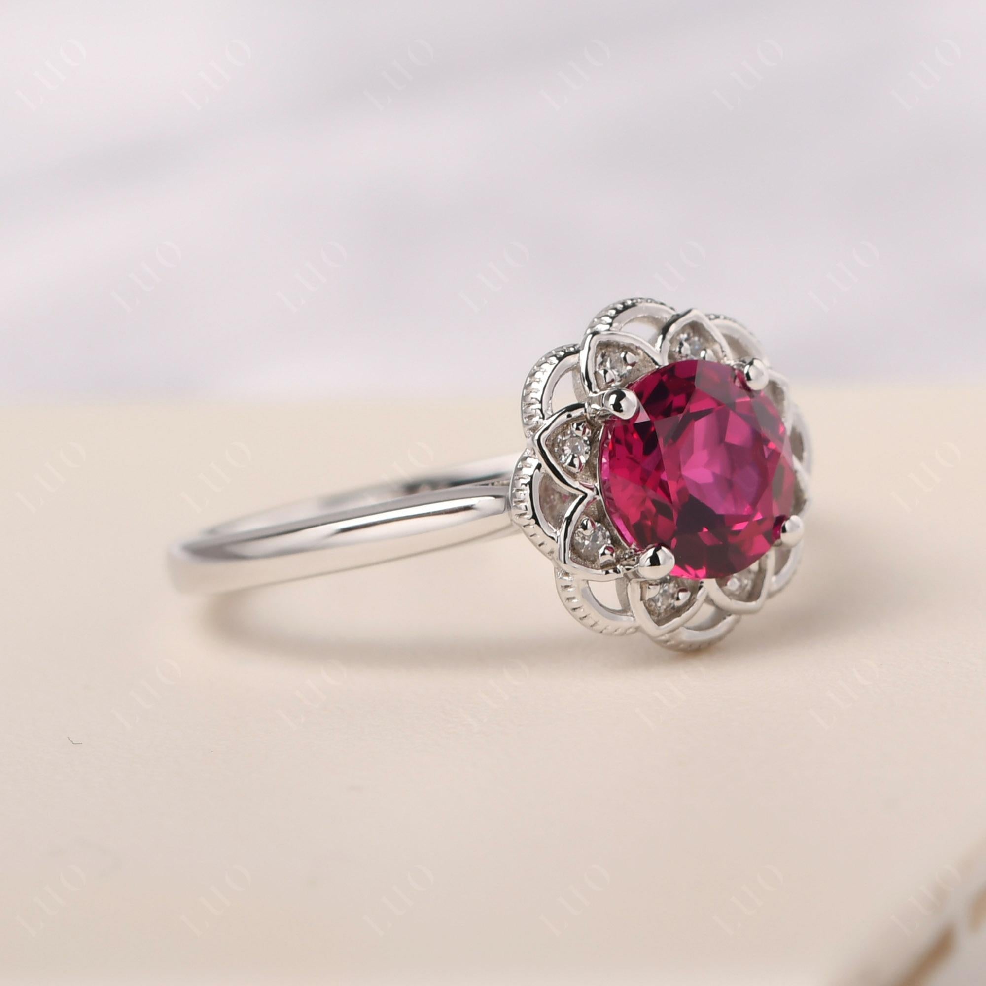 Ruby Vintage Inspired Filigree Ring - LUO Jewelry