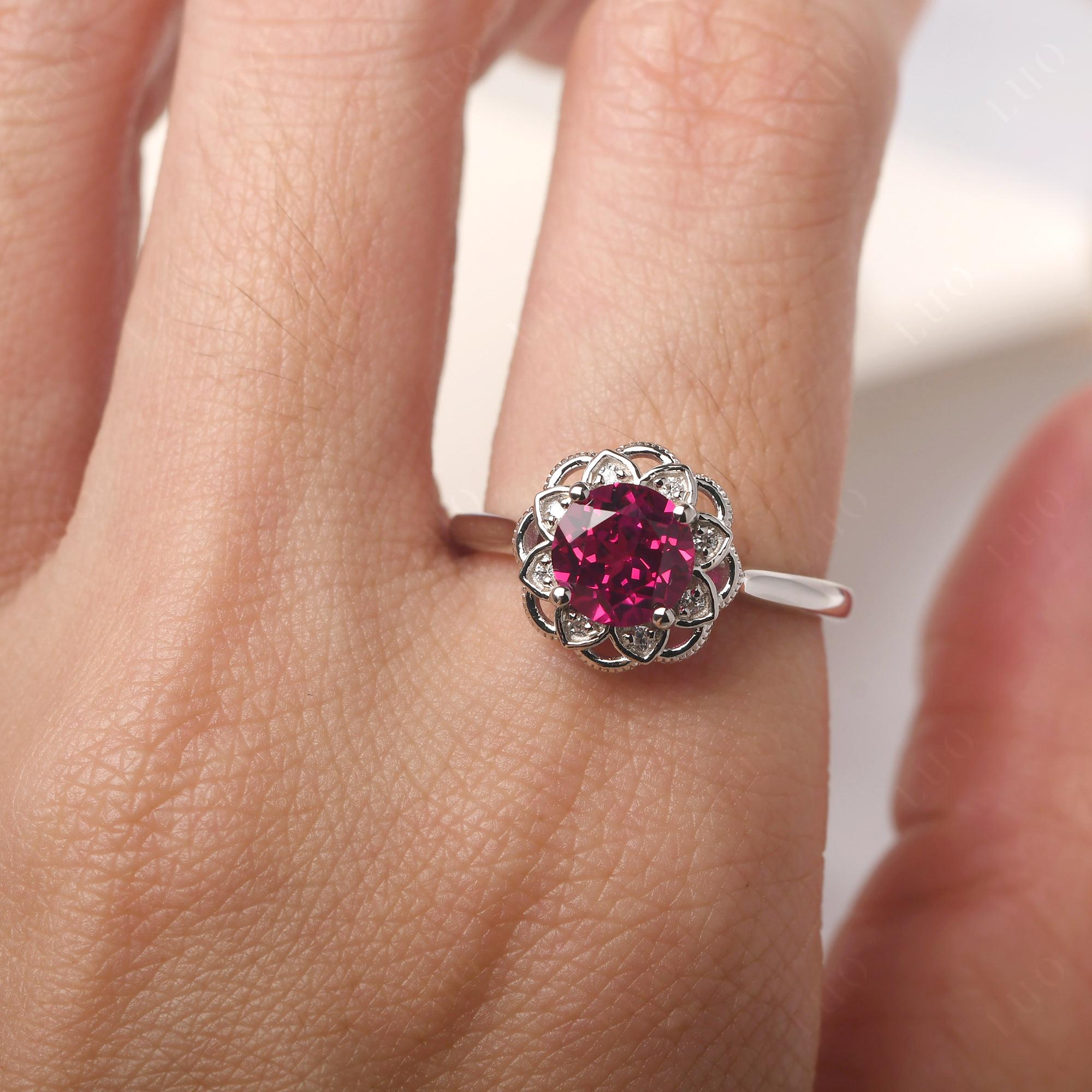 Ruby Vintage Inspired Filigree Ring - LUO Jewelry