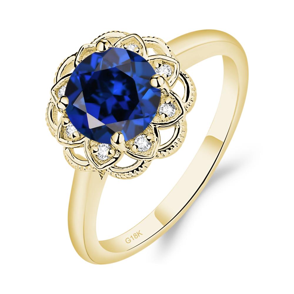Sapphire Vintage Inspired Filigree Ring - LUO Jewelry #metal_18k yellow gold