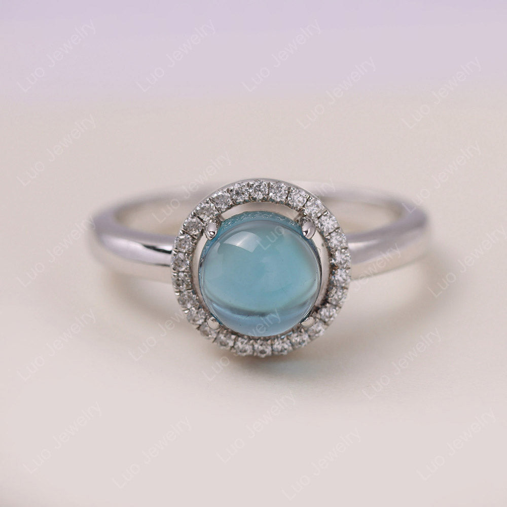 London Blue Topaz Cabochon Halo Ring