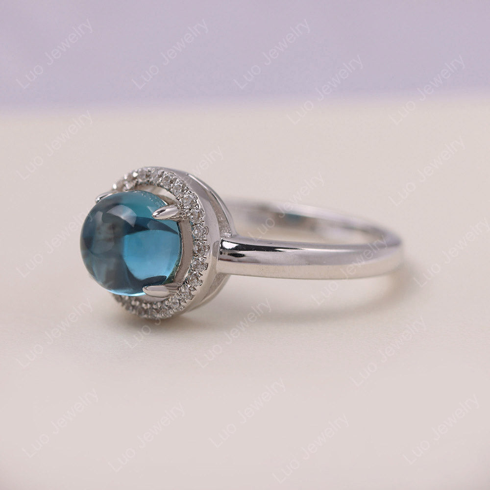 London Blue Topaz Cabochon Halo Ring