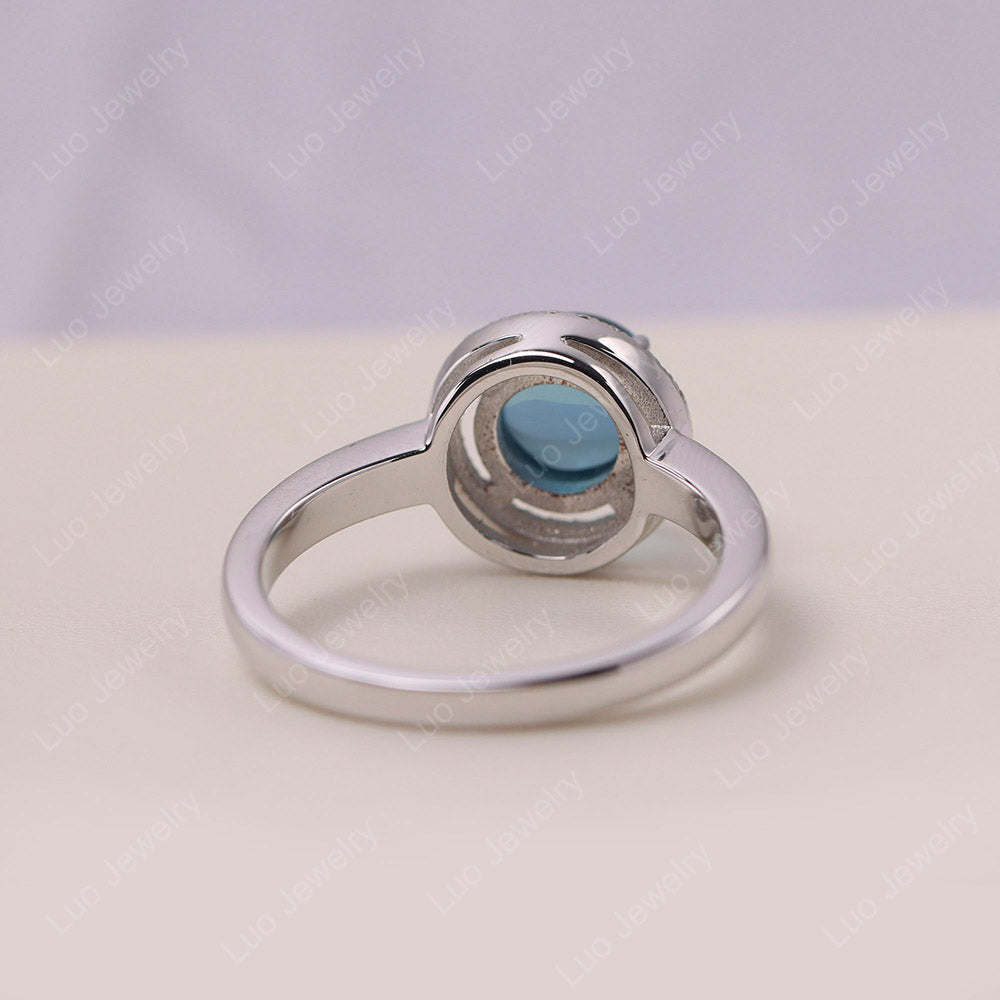 London Blue Topaz Cabochon Halo Ring