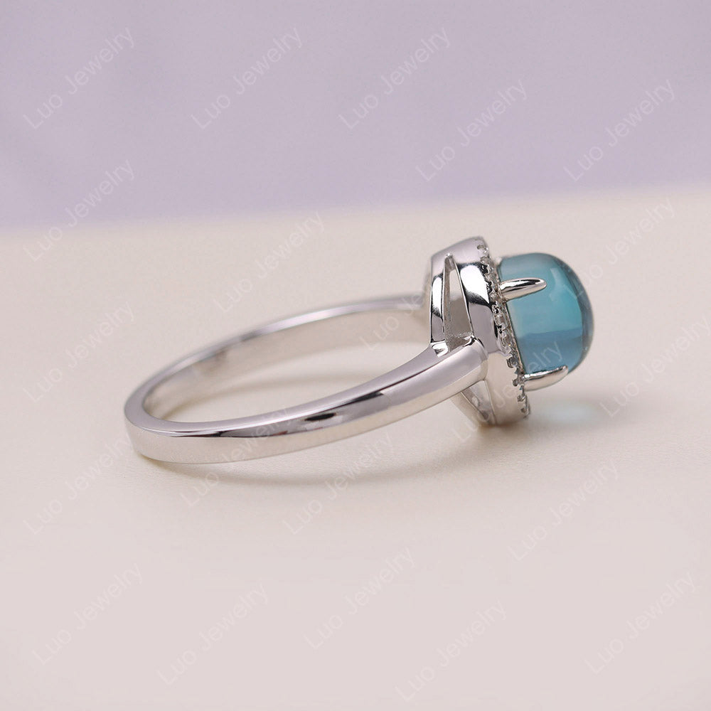 London Blue Topaz Cabochon Halo Ring