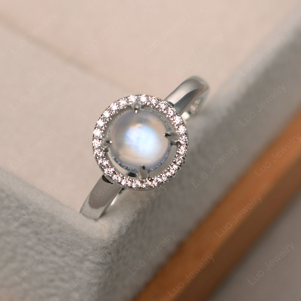 Moonstone Cabochon Halo Ring