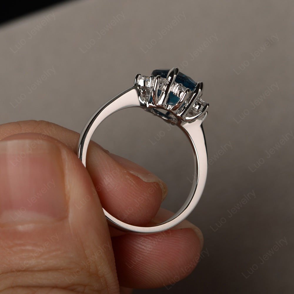 Brilliant Cut London Blue Topaz Halo Engagement Ring - LUO Jewelry
