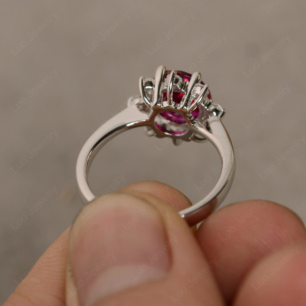 Brilliant Cut Ruby Halo Engagement Ring - LUO Jewelry