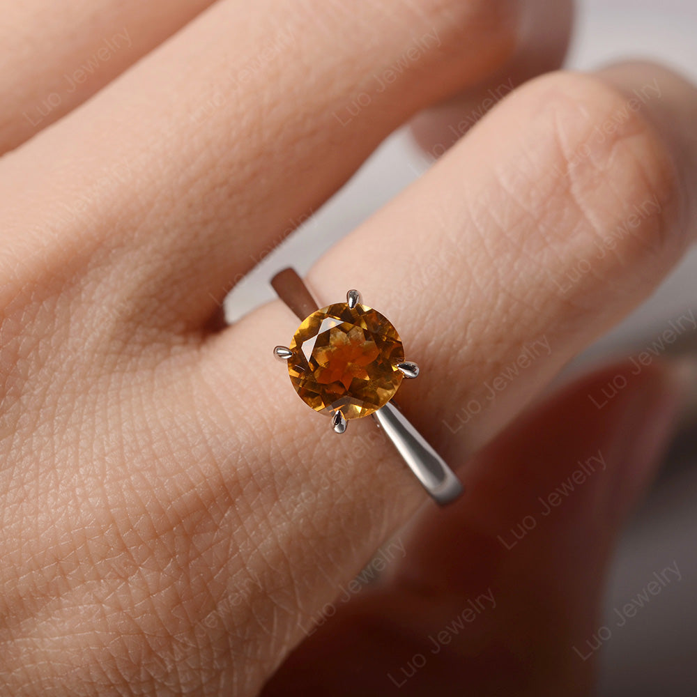 Citrine Cathedral Solitaire Engagement Ring - LUO Jewelry