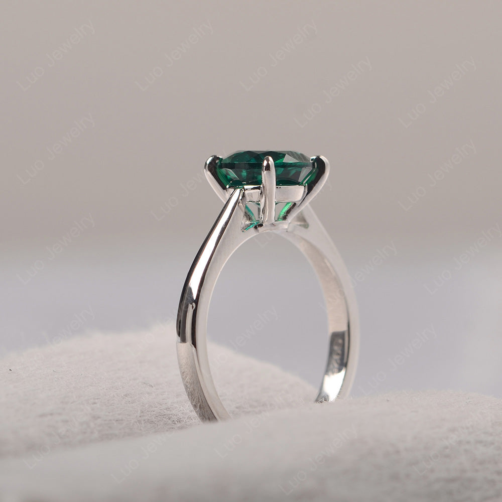 Lab Emerald Cathedral Solitaire Engagement Ring - LUO Jewelry