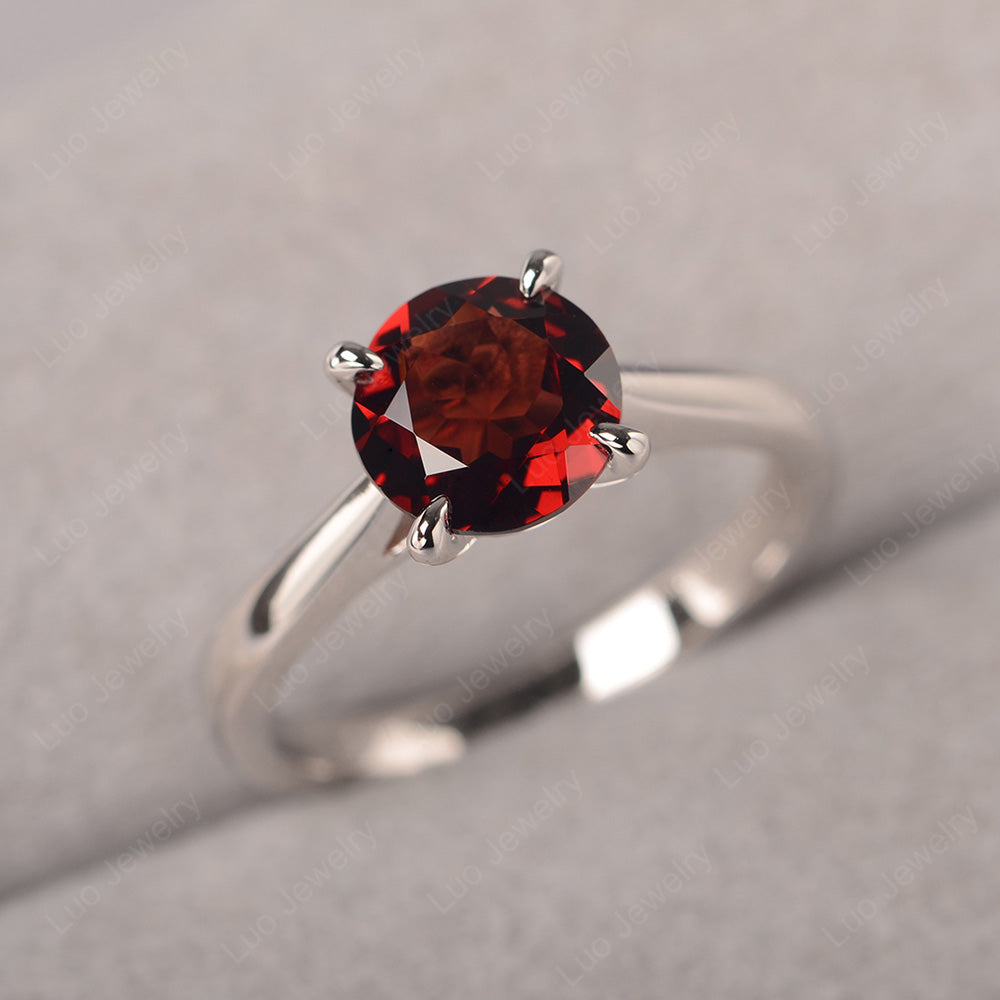 Garnet Cathedral Solitaire Engagement Ring - LUO Jewelry