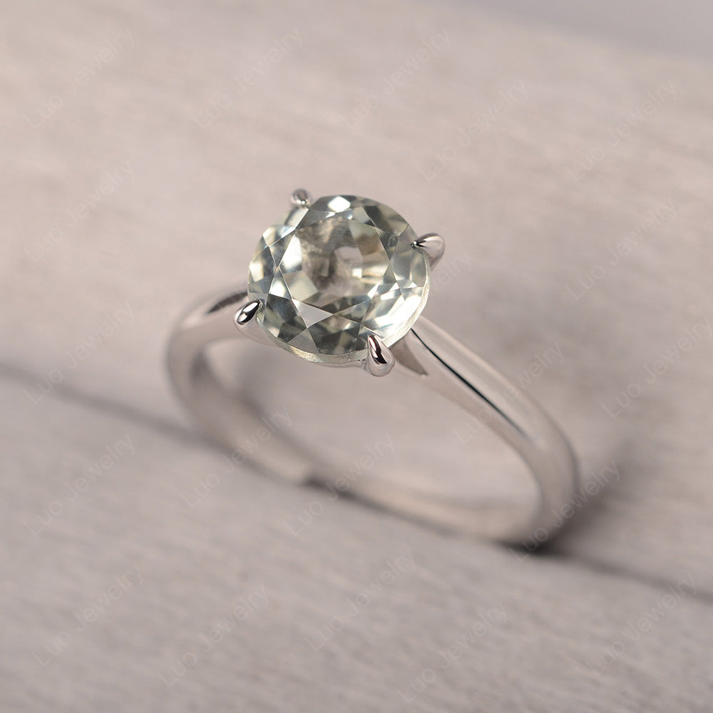 Green Amethyst Cathedral Solitaire Engagement Ring - LUO Jewelry