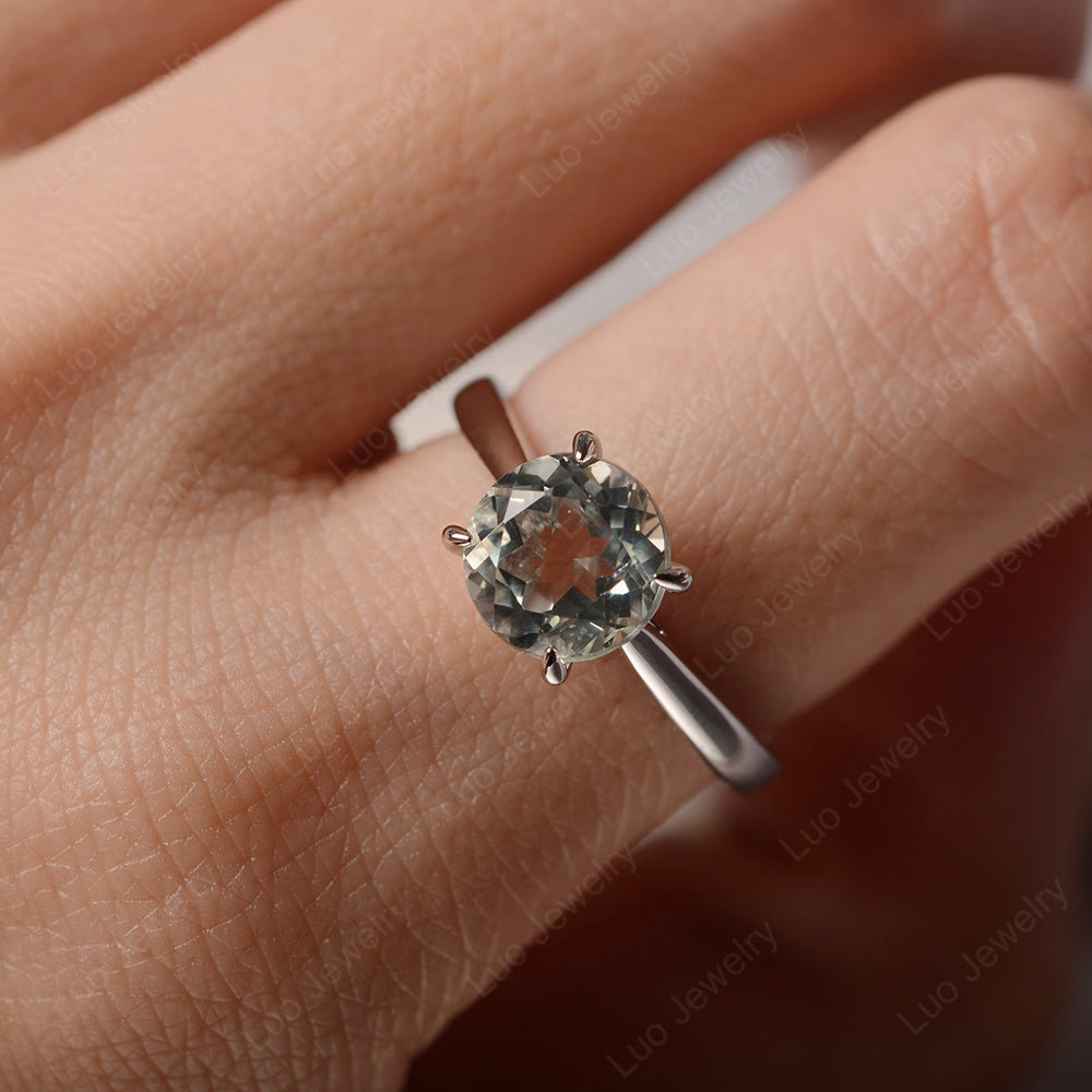 Green Amethyst Cathedral Solitaire Engagement Ring - LUO Jewelry