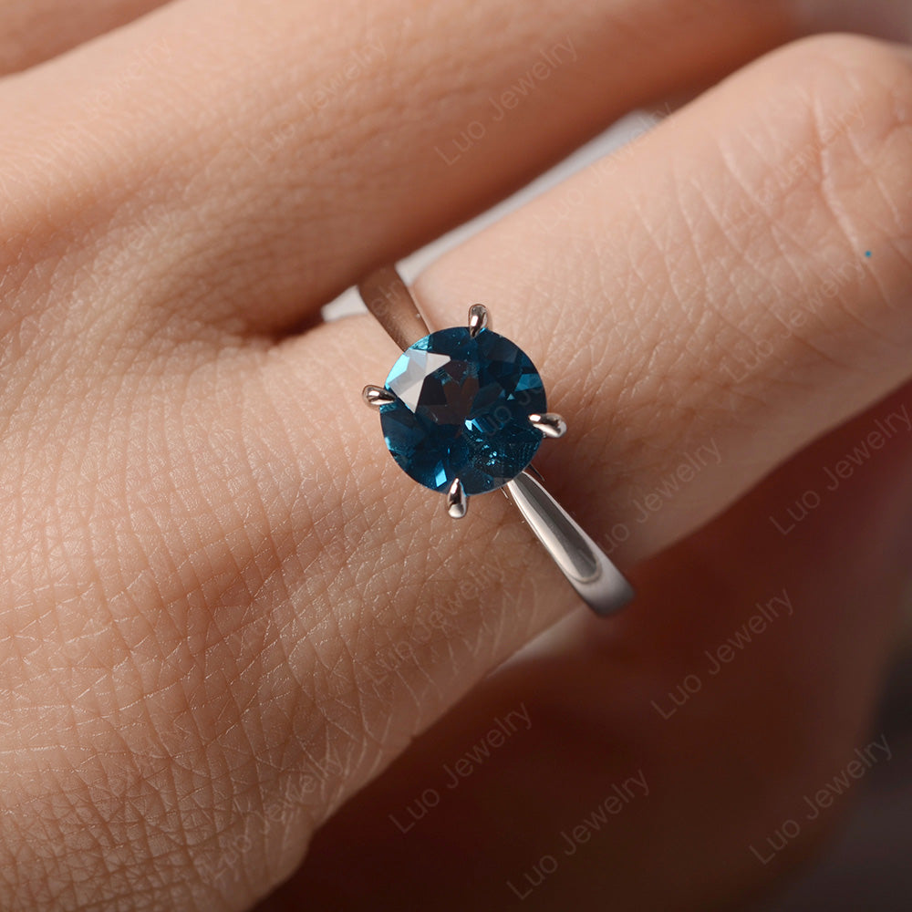London Blue Topaz Cathedral Solitaire Engagement Ring - LUO Jewelry