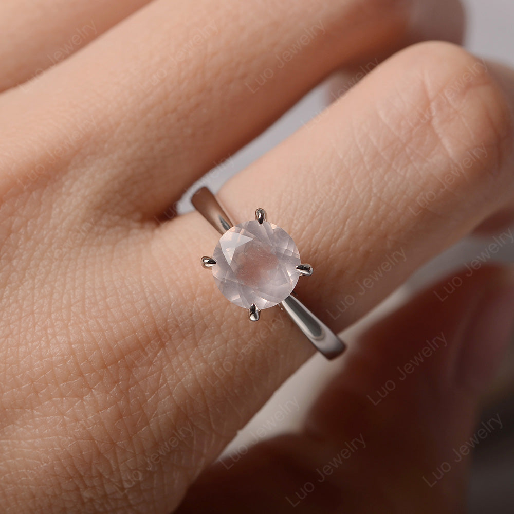Rose Quartz Cathedral Solitaire Engagement Ring - LUO Jewelry