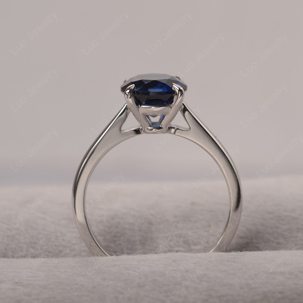 Lab Sapphire Cathedral Solitaire Engagement Ring - LUO Jewelry