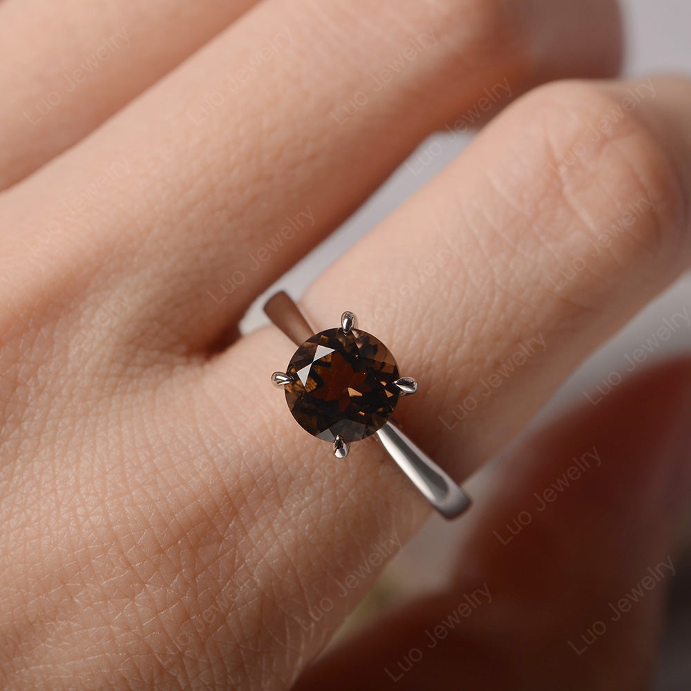 Smoky Quartz Cathedral Solitaire Engagement Ring - LUO Jewelry