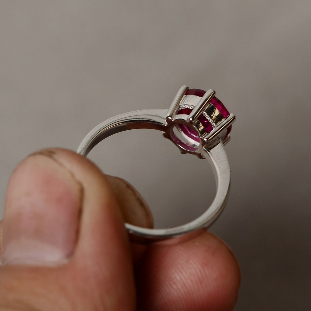 Six Prong Ruby Solitaire Ring For Women - LUO Jewelry