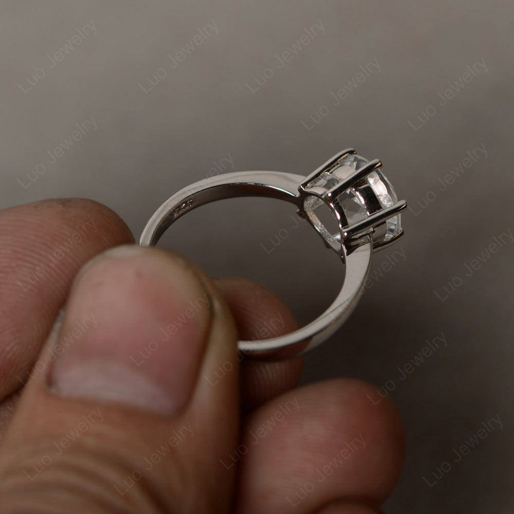 Six Prong White Topaz Solitaire Ring For Women - LUO Jewelry