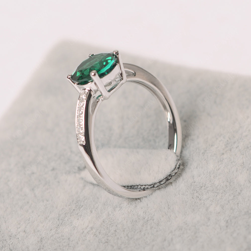 Round Cut Lab Emerald Ring Yellow Gold - LUO Jewelry