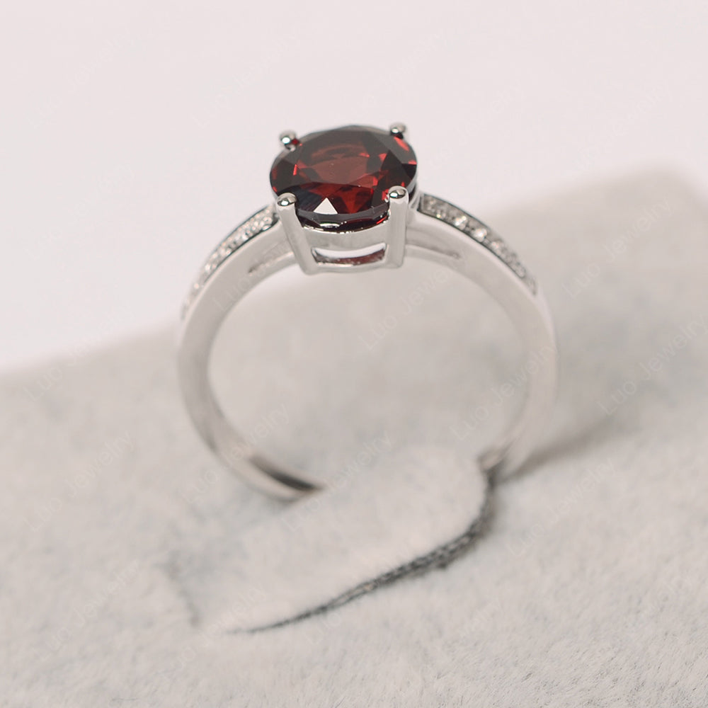 Round Cut Garnet Ring Yellow Gold - LUO Jewelry