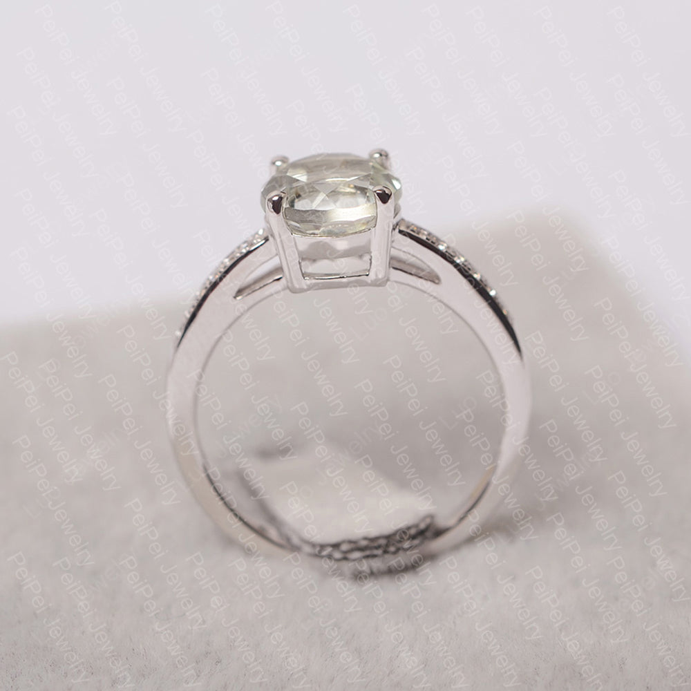 Round Cut Green Amethyst Ring Yellow Gold - LUO Jewelry