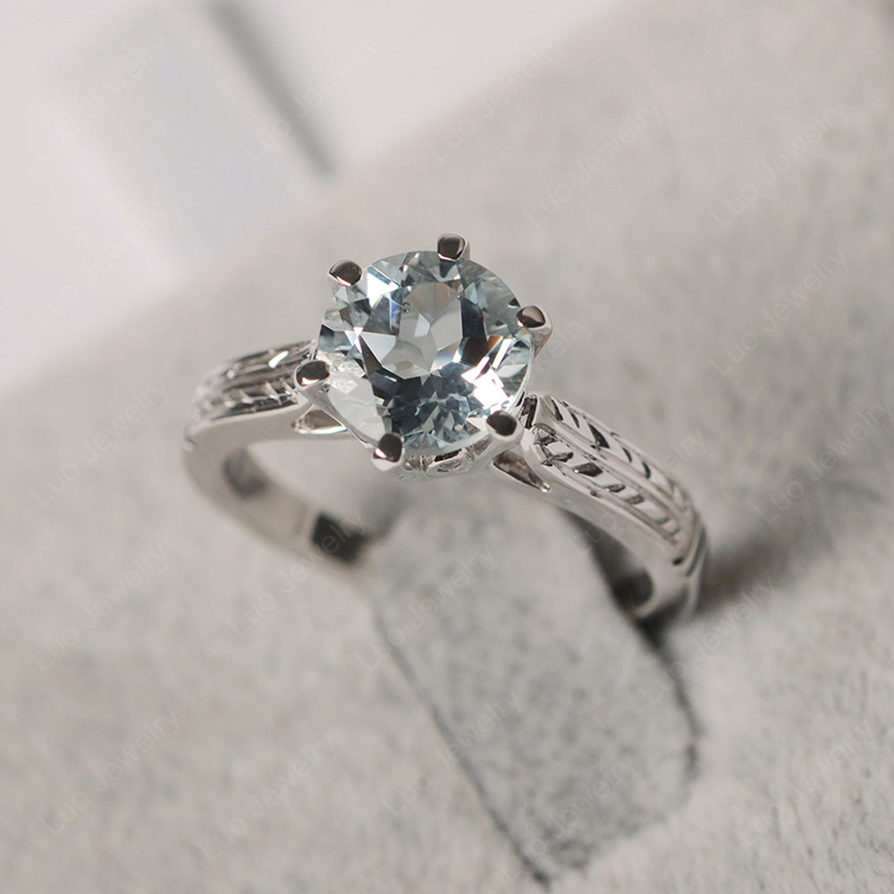 Vintage Aquamarine Cathedral Engagement Ring - LUO Jewelry