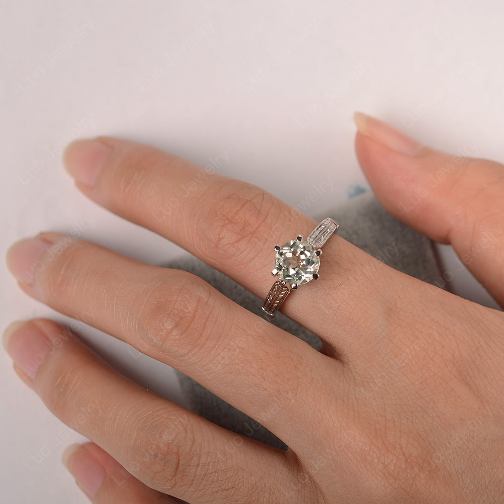 Vintage Green Amethyst Cathedral Engagement Ring - LUO Jewelry