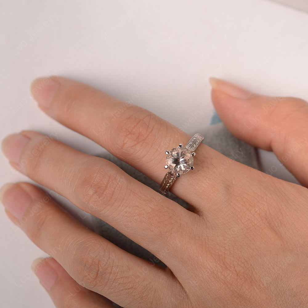 Vintage Morganite Cathedral Engagement Ring - LUO Jewelry