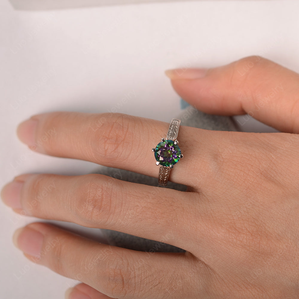 Vintage Mystic Topaz Cathedral Engagement Ring - LUO Jewelry