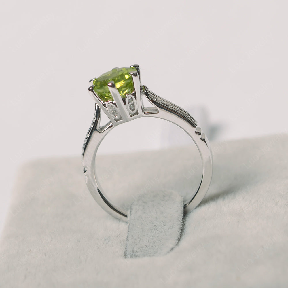 Vintage Peridot Cathedral Engagement Ring - LUO Jewelry