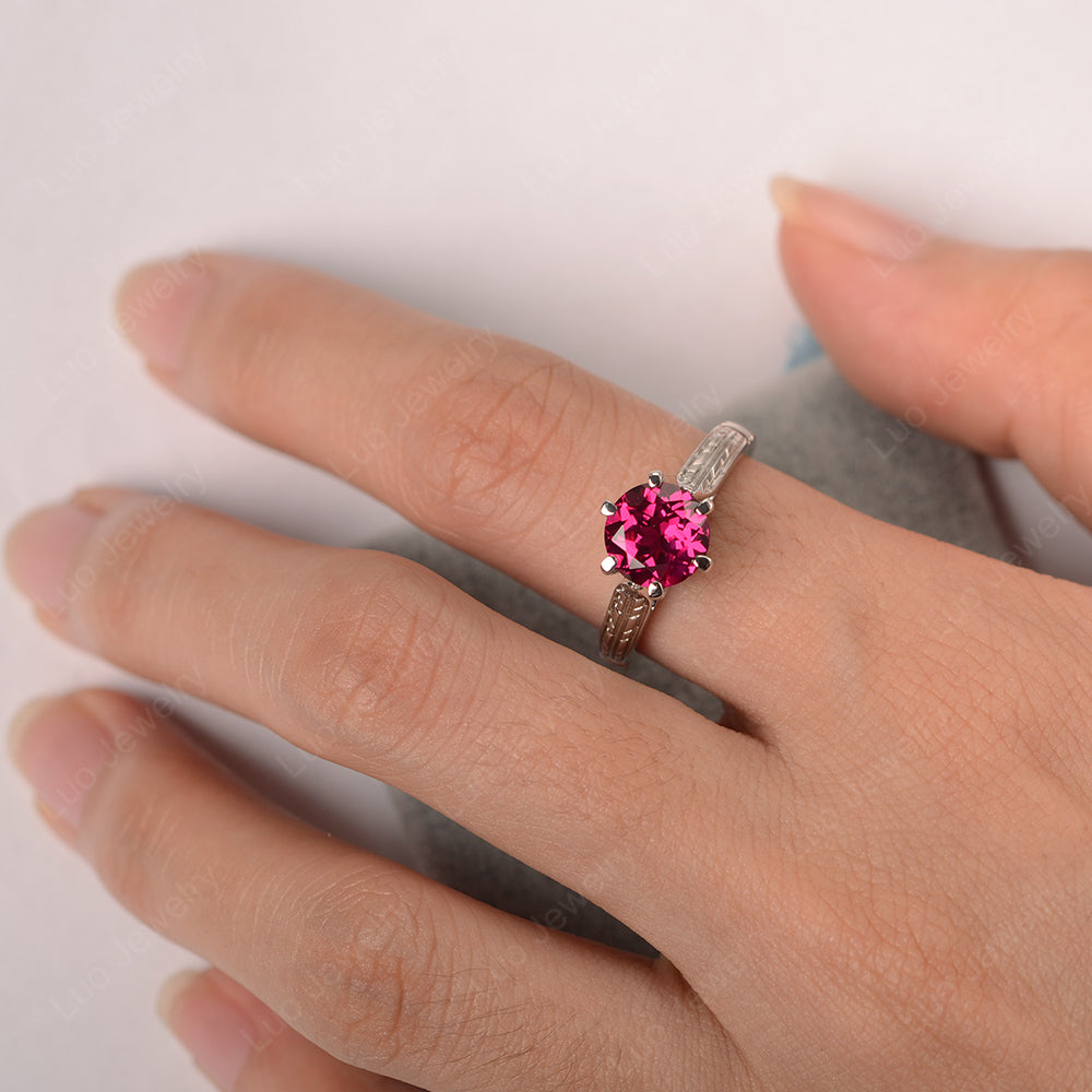 Vintage Ruby Cathedral Engagement Ring - LUO Jewelry