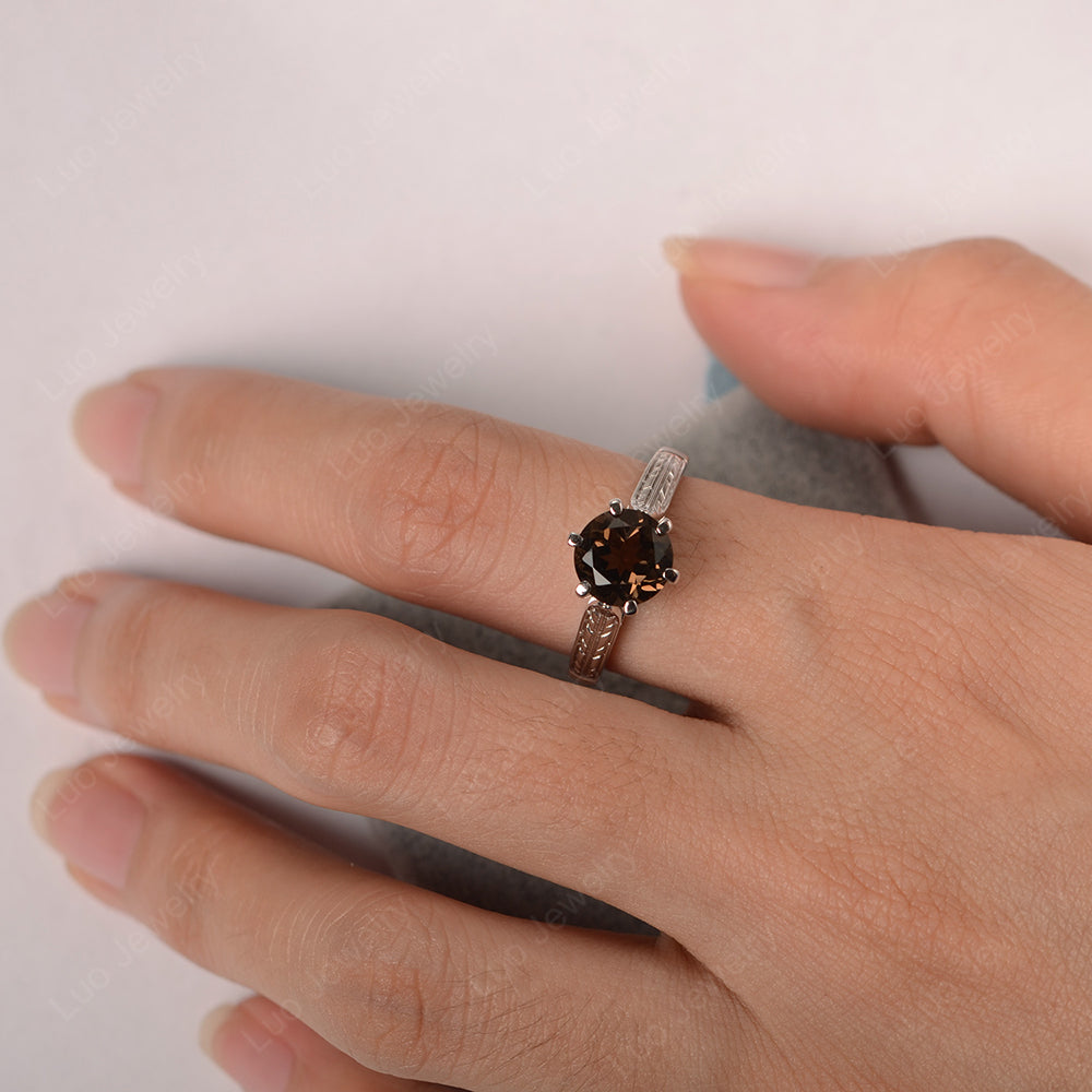 Vintage Smoky Quartz Cathedral Engagement Ring - LUO Jewelry