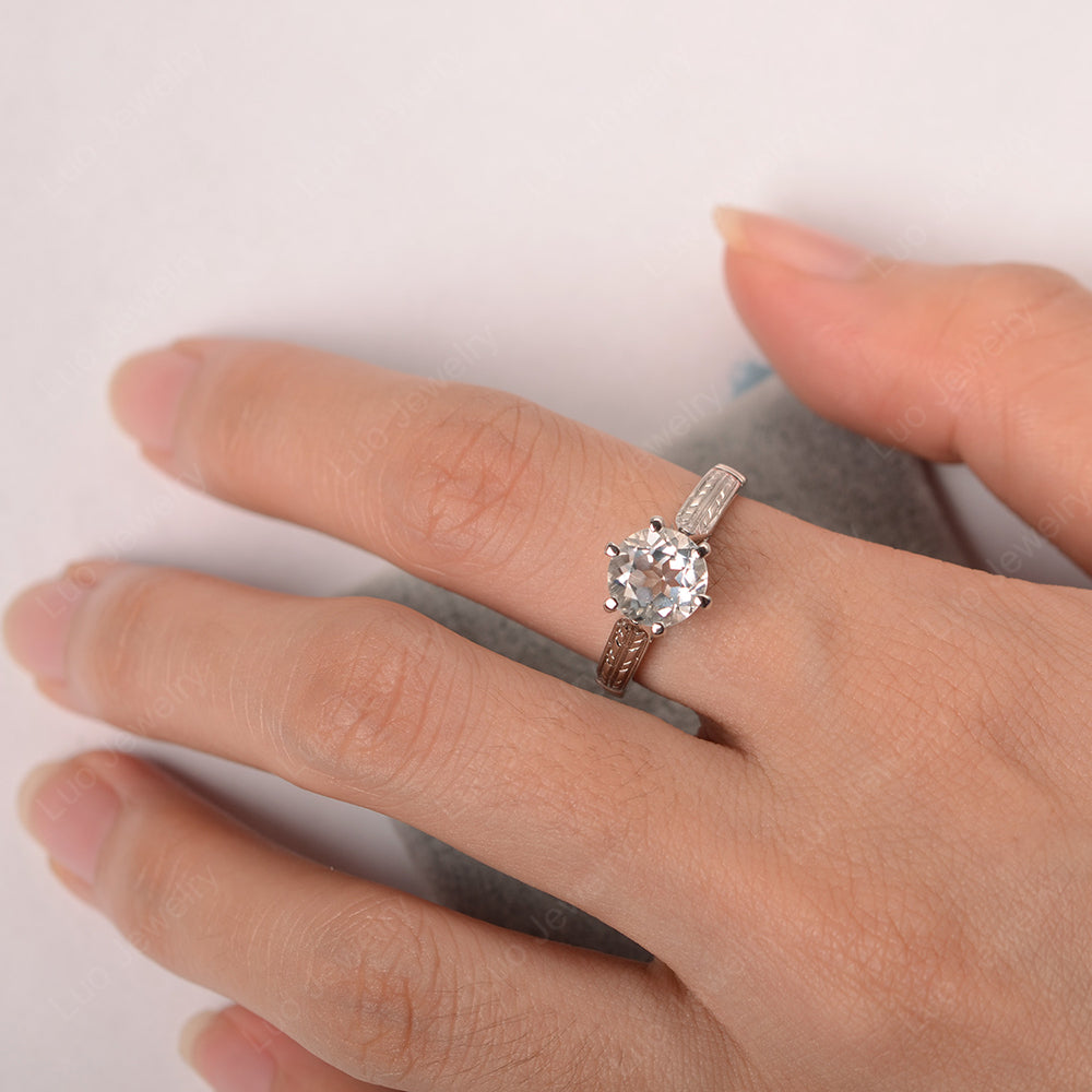 Vintage White Topaz Cathedral Engagement Ring - LUO Jewelry