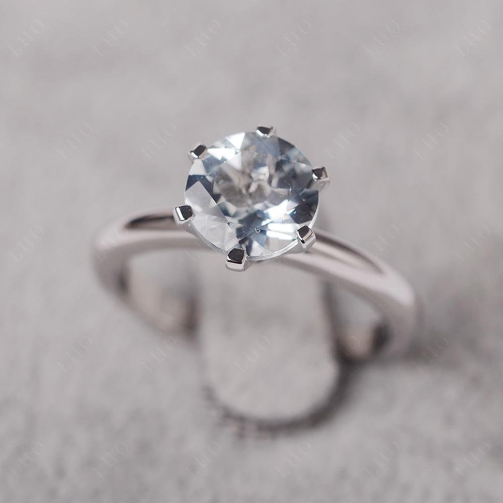 Aquamarine Cathedral Engagement Ring - LUO Jewelry
